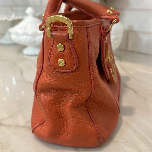 Tory Burch Amanda Orange Leather Logo Satchel Bag - Picture 4 of 11